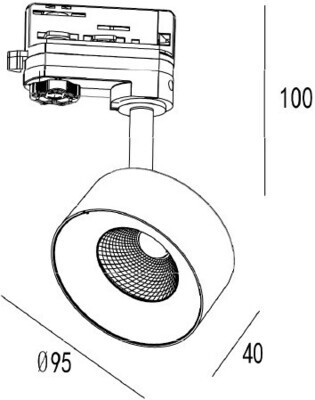 LED 3-Fase Railspot Saros 7W 770lm 40° 3000K CRI>80 Zwart