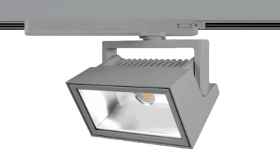 LED 3-Fase Railspot Pluto Flood 26W 4000K CRI>90 PW 72Dx98D 2968lm Grijs