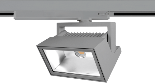 LED 3-Fase Railspot Pluto Flood 38W 4000K CRI>90 PW 72Dx98D 4587lm Grijs