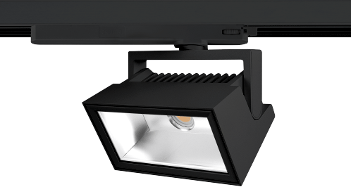 LED 3-Fase Railspot Pluto Flood 26W 4000K CRI>90 PW 72Dx98D 2968lm Zwart