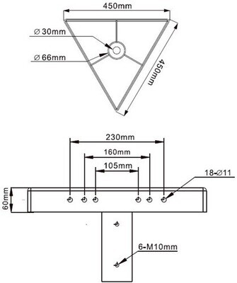 Floodlight IP66 3-Voudig Bevestigingsbeugel paal Ø42-60