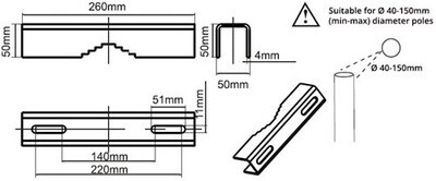 LED Breedstraler 50-150W Bevestigingsklem Paal Ø40-90mm