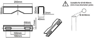 LED Breedstraler 200-300W Bevestigingsklem Paal Ø40-150mm