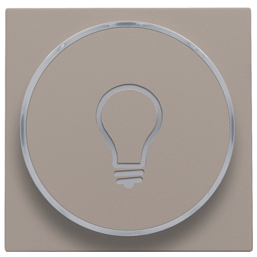 Afwerkingsset met doorschijnende ring met lampsymbool voor drukknop 6A met amberkleurige led met E10-lampvoet, bronze coated