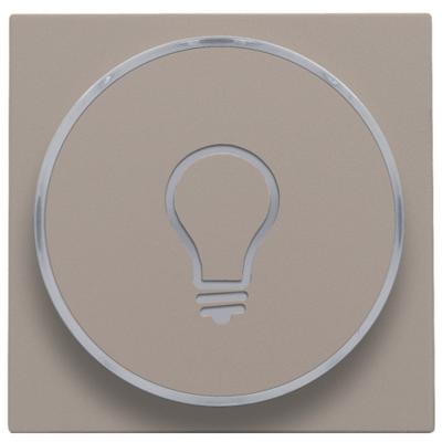 Afwerkingsset met doorschijnende ring met lampsymbool voor drukknop 6A met amberkleurige led met E10-lampvoet, bronze coated