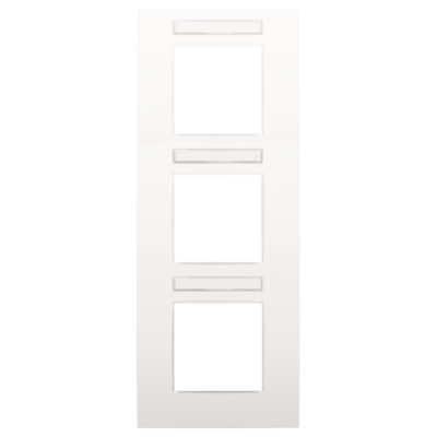 Drievoudige afdekplaat met 71 mm centerafstand, met transparant tekstveld, Niko Intense white
