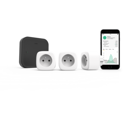 Niko Home Control starterskit energie met drie slimme stekkers, penaarde, Zigbee®