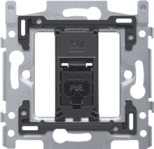 1 RJ45-aansluiting UTP Cat. 6A, klaar voor PoE++, vlakke uitvoering, incl. sokkel 60 x 71 mm met schroefbevestiging