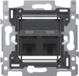 2 RJ45-aansluitingen UTP Cat. 6A, klaar voor PoE++, schuine uitvoering, incl. sokkel 60 x 71 mm met schroefbevestiging