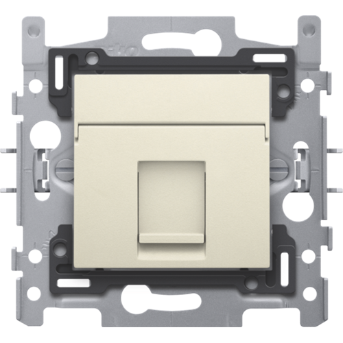 1 RJ45-aansluiting STP Cat. 5E, klaar voor PoE++, vlakke uitvoering, incl. sokkel 60 x 71 mm met klauwbevestiging en afwerkingsset, cream