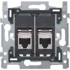 Niko, 2 RJ45-aansluitingen STP cat. 5E, vlakke uitvoering, incl. inbouwraam 60 x 71 mm met schroefbevestiging