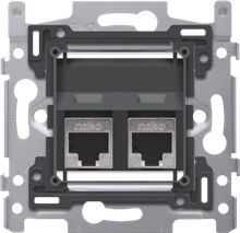2 RJ45-aansluitingen STP Cat. 6, klaar voor PoE++, schuine uitvoering, incl. sokkel 60 x 71 mm met schroefbevestiging