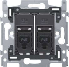 2 RJ45-aansluitingen UTP Cat. 6, klaar voor PoE++, vlakke uitvoering, incl. sokkel 60 x 71 mm met schroefbevestiging