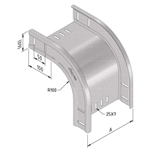 Kabelbaan valbocht, B=100MM, 90° Kabelbaan valbocht, B=100MM, 90°