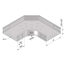 Kabelbaan bocht H=60MM, B=400MM, 90°