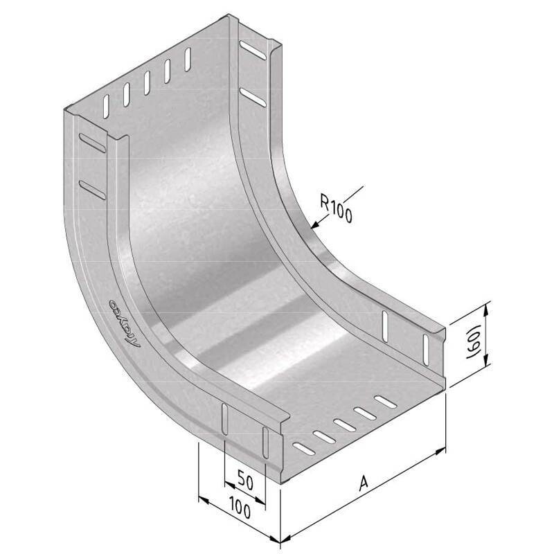 Kabelbaan stijgbocht B=300MM, 90° Kabelbaan stijgbocht B=300MM, 90°