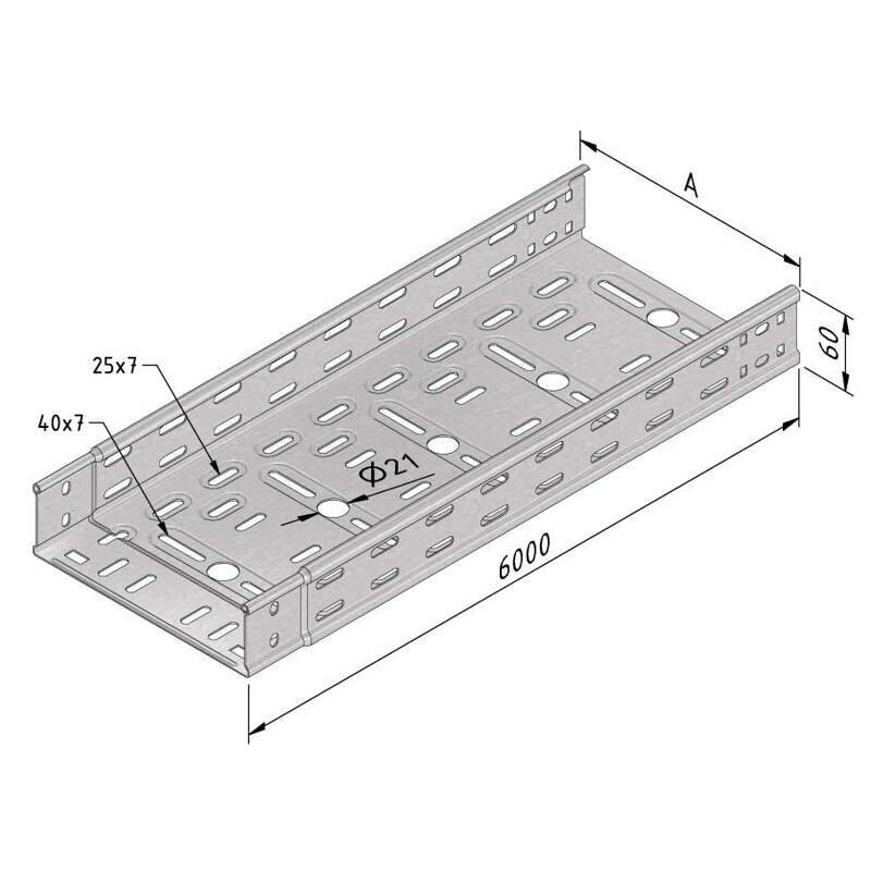 Kabelbaan ineenschuifbaar H=60MM, B=200MM, L=6000MM