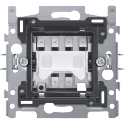 Sokkel voor een tweepolige schakelaar, 10 AX/250 Vac, insteekklemmen, klauwbevestiging, te gebruiken met het Niko Rocker of Toggle designaanbod Sokkel voor een tweepolige schakelaar, 10 AX/250 Vac, insteekklemmen, klauwbevestiging, te gebruiken met het Niko Rocker of Toggle designaanbod