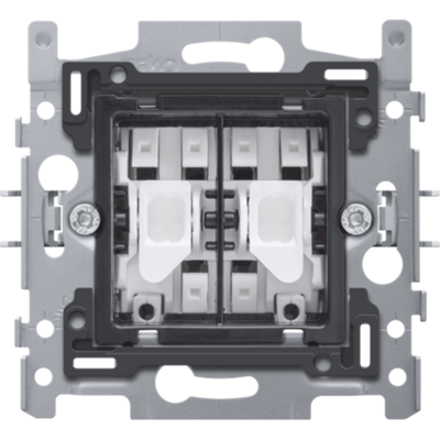 Sokkel voor een wisselschakelaar en N.O. of N.G. drukknop, 10 AX/250 Vac, insteekklemmen, klauwbevestiging, te gebruiken met het Niko Rocker of Toggle designaanbod Sokkel voor een wisselschakelaar en N.O. of N.G. drukknop, 10 AX/250 Vac, insteekklemmen, klauwbevestiging, te gebruiken met het Niko Rocker of Toggle designaanbod