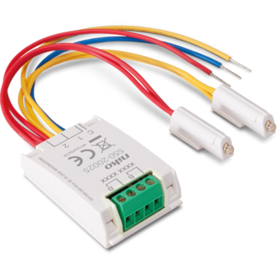 Drukknopinterface voor één of twee ingangen met heldere, warm witte feedbackleds Drukknopinterface voor één of twee ingangen met heldere, warm witte feedbackleds