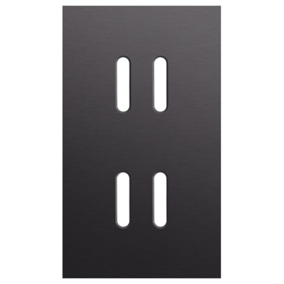 Tweevoudige afdekplaat, verticaal 60 mm centerafstand, voor tweevoudige schakelfuncties, Niko Rocker alu black brushed