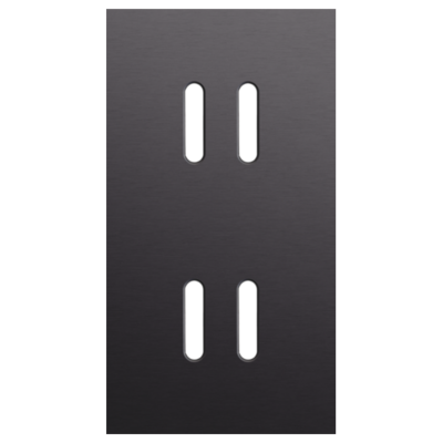 Tweevoudige afdekplaat, verticaal 71 mm centerafstand, voor tweevoudige schakelfuncties, Niko Rocker alu black brushed