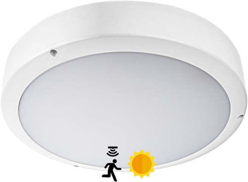 LED Bulkhead G2 IP65 8W-18W 3000K-5000K 3-CCT 900-2025lm Ø300 + daglicht & bewegingssensor Excl. Ring