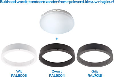 LED Bulkhead G2 IP65 8W-18W 3000K-5000K 3-CCT 900-2025lm Ø300 + Nood 3uur zelftest Excl. Ring