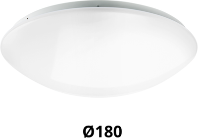 LED Plafonnière / Wandarmatuur IP44 8W 3000K 650lm Ø180 (1x18W)