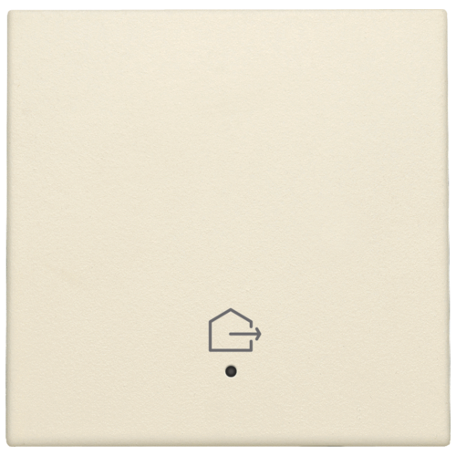 Afwerkingsset met lens voor geconnecteerde enkelvoudige schakelaar met symbool "woning verlaten", cream