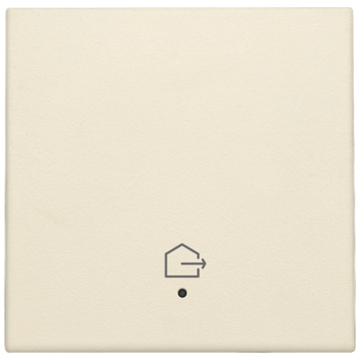 Afwerkingsset met lens voor geconnecteerde enkelvoudige schakelaar met symbool "woning verlaten", cream