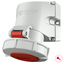 MENNEKES - WANDDS.32A 5P6H400V ROOD IP67 TWIN-POCAN