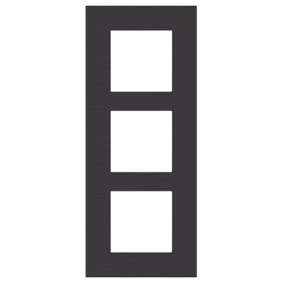 Drievoudige afdekplaat, 60 mm centerafstand, verticaal, Niko Pure alu black brushed