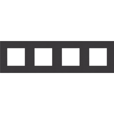 Viervoudige afdekplaat, 71 mm centerafstand, Niko Pure alu black brushed