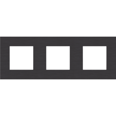 Drievoudige afdekplaat, 71 mm centerafstand, Niko Pure alu black brushed