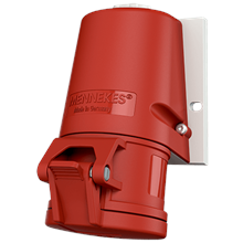 MENNEKES - Wandcontactdoos 16A 5P 6H 400V rood IP44, met TwinCONTACT + kabelinvoer bovenaan
