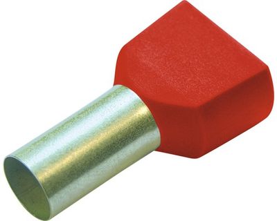 Haupa - Twin-adereindhuls 2 geleiders rood geïsoleerd PP 2 x 10mm² 14mm DIN +105°C