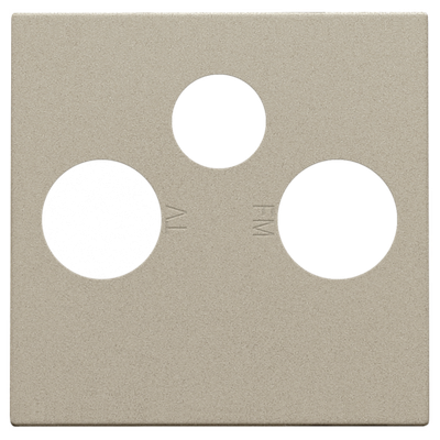 Afwerkingsset voor 2 enkelvoudige coaxaansluitingen voor tv en FM en een satellietaansluiting, champagne coated