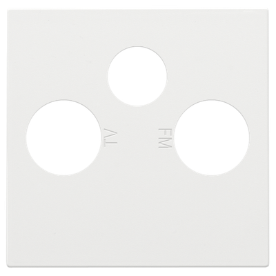 Afwerkingsset voor 2 enkelvoudige coaxaansluitingen voor tv en FM en een satellietaansluiting, white coated