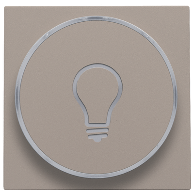 Afwerkingsset met doorschijnende ring met lampsymbool voor drukknop 6A met amberkleurige led met E10-lampvoet, bronze coated