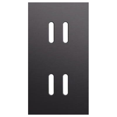 Tweevoudige afdekplaat, verticaal 71 mm centerafstand, voor tweevoudige schakelfuncties, Niko Rocker alu black brushed
