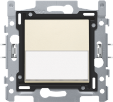 Drukknop N.O. met 3 aansluitklemmen, sokkel, schroefklemmen en afwerkingsset met tekstveld cream