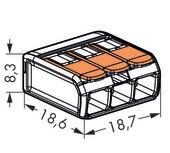 WAGO - Verbindingsklem COMPACT: 3 x 0,14 - 4 mm² - Transparant & Oranje (50 stuks)