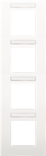 Viervoudige afdekplaat, 71 mm centerafstand, met transparant tekstveld, Niko Intense white