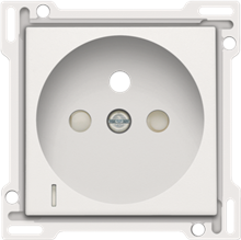 Afwerkingsset met doorschijnende lens voor stopcontact met spanningsaanduiding, penaarde en kinderveiligheid, inbouwdiepte 28,5 mm, white Afwerkingsset met doorschijnende lens voor stopcontact met spanningsaanduiding, penaarde en kinderveiligheid, inbouwdiepte 28,5 mm, white