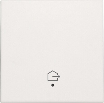 Afwerkingsset met lens voor geconnecteerde enkelvoudige schakelaar met symbool Afwerkingsset met lens voor geconnecteerde enkelvoudige schakelaar met symbool "woning verlaten", white