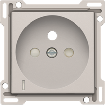 Afwerkingsset met doorschijnende lens voor stopcontact met spanningsaanduiding, penaarde en kinderveiligheid, inbouwdiepte 28,5 mm, light grey