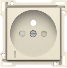 Afwerkingsset met doorschijnende lens voor stopcontact met spanningsaanduiding, penaarde en kinderveiligheid, inbouwdiepte 28,5 mm, cream Afwerkingsset met doorschijnende lens voor stopcontact met spanningsaanduiding, penaarde en kinderveiligheid, inbouwdiepte 28,5 mm, cream