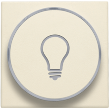 Afwerkingsset met doorschijnende ring met lampsymbool voor drukknop 6A met amberkleurige led met E10-lampvoet, cream Afwerkingsset met doorschijnende ring met lampsymbool voor drukknop 6A met amberkleurige led met E10-lampvoet, cream