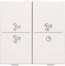 Tweevoudige toets met ventilatoropdruk 0 t.e.m. 3 voor draadloze schakelaar of drukknop met 4 bedieningsknoppen, white Tweevoudige toets met ventilatoropdruk 0 t.e.m. 3 voor draadloze schakelaar of drukknop met 4 bedieningsknoppen, white